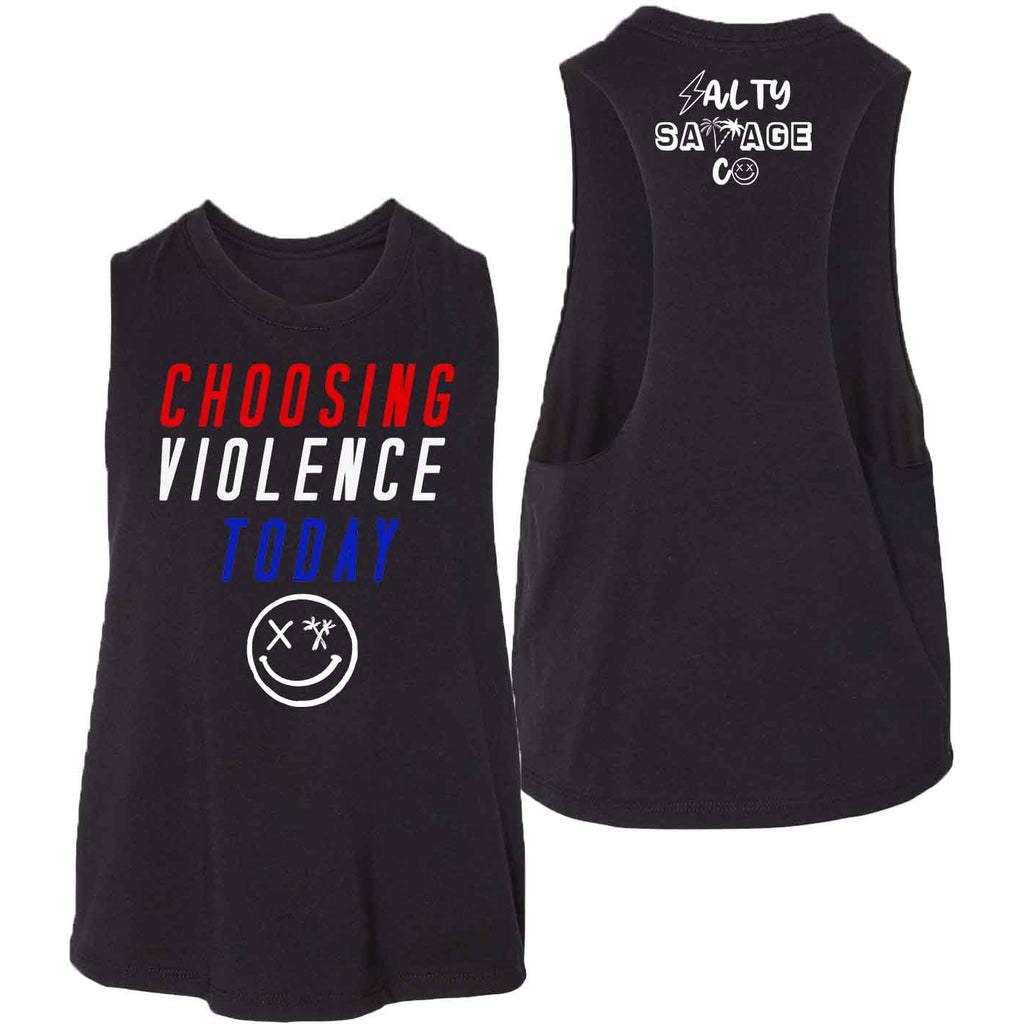 "Choosing Violence" Ladies Flowy Crop Tank | RWB - Salty Savage - Ladies Top