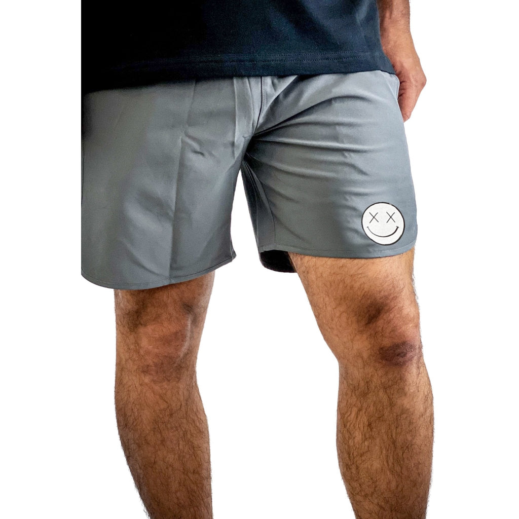 Salty Savage Men’s OG Smile Wave Cut Hybrid Training Shorts | Charcoal Gray - Salty Savage - Dudes Shorts