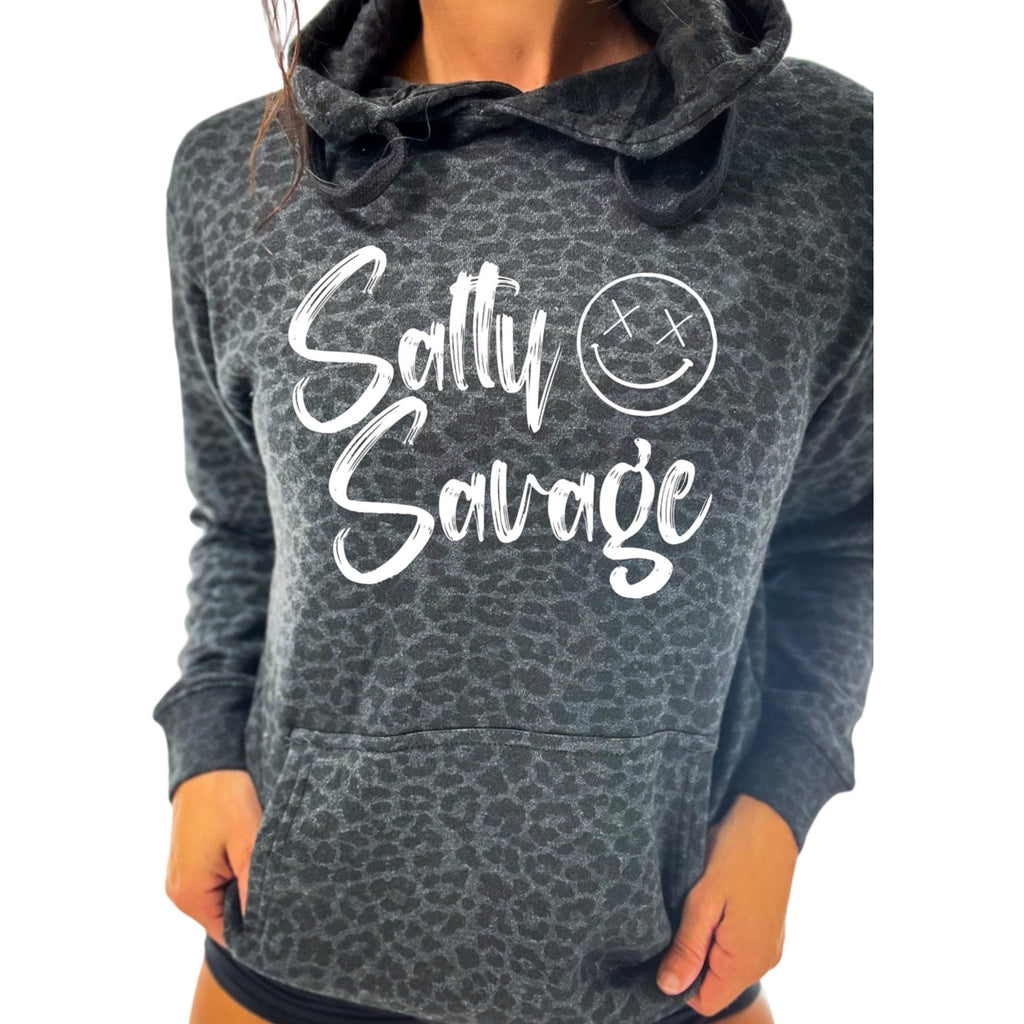 Salty Savage Unisex Signature Lounge Hoodie | Black Leopard/White - Salty Savage - Outerwear