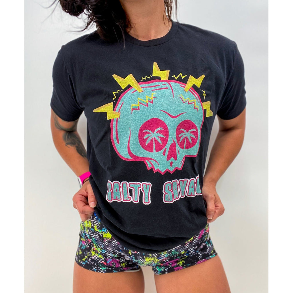 Salty Savage Unisex Surge Skull Tee | In Your Face | Black/ Miami Vice Edition - Salty Savage - Tee