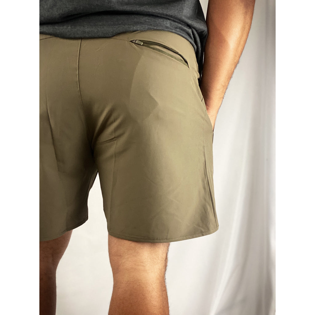 Salty Savage Men’s OG Palm Smile Wave Cut All Day, Every Day, Hybrid Shorts | Palm Tree Edition | Olive - Salty Savage - Dudes Shorts