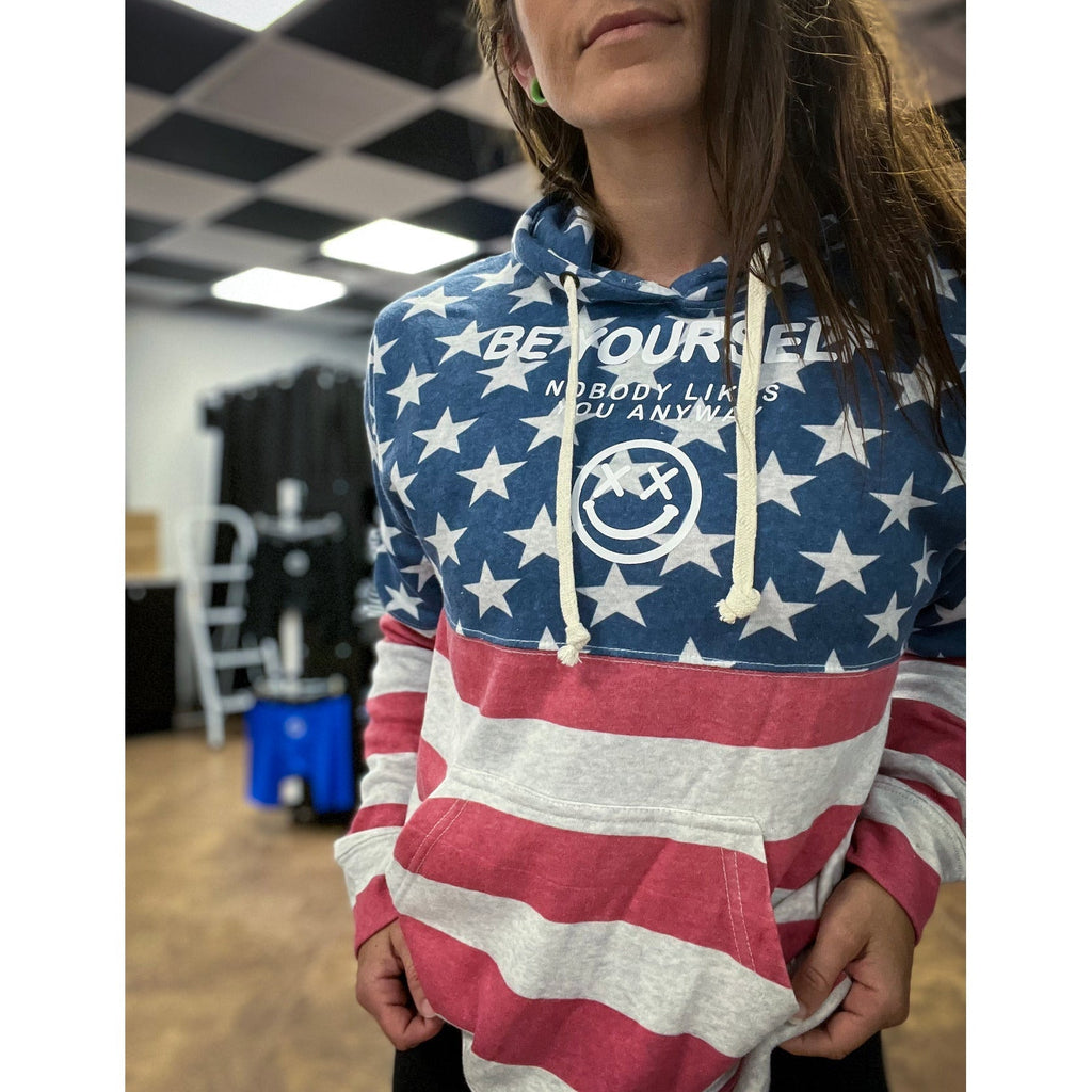 Salty Savage Unisex "Be Yourself" Stars and Stripes Lounge Hoodie | American Flag - Salty Savage - Outerwear