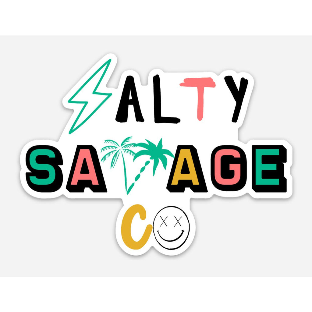 Salty Savage All Weather Decal | 90’s Summer Beach Edition | White/Multi - Salty Savage - Decal