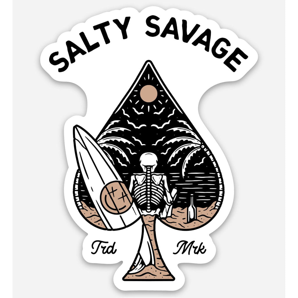 Salty Savage Beach Spade Skeleton Decal | White/Multi - Salty Savage - Decal