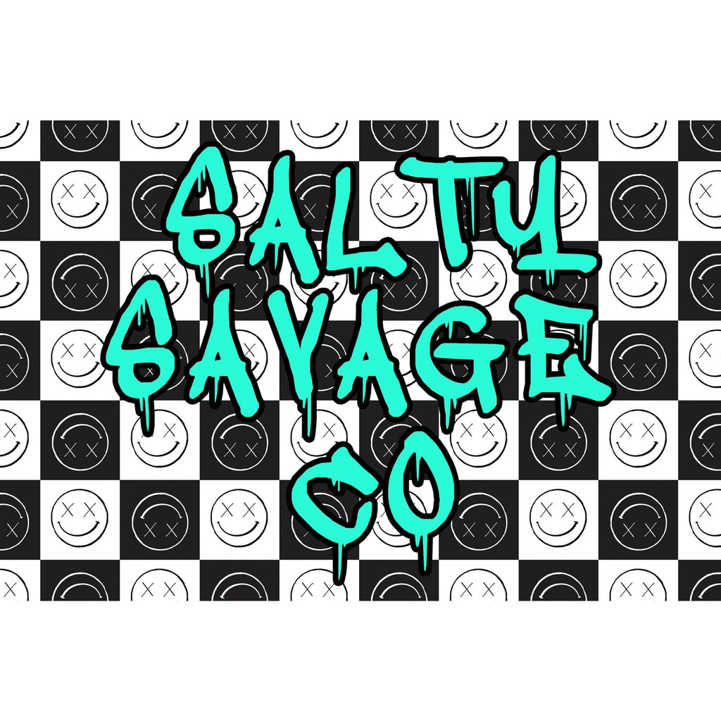 Salty Savage "Graffiti" | Vinyl Flag 3x2ft | Checkerboard/Teal - Salty Savage - Flag