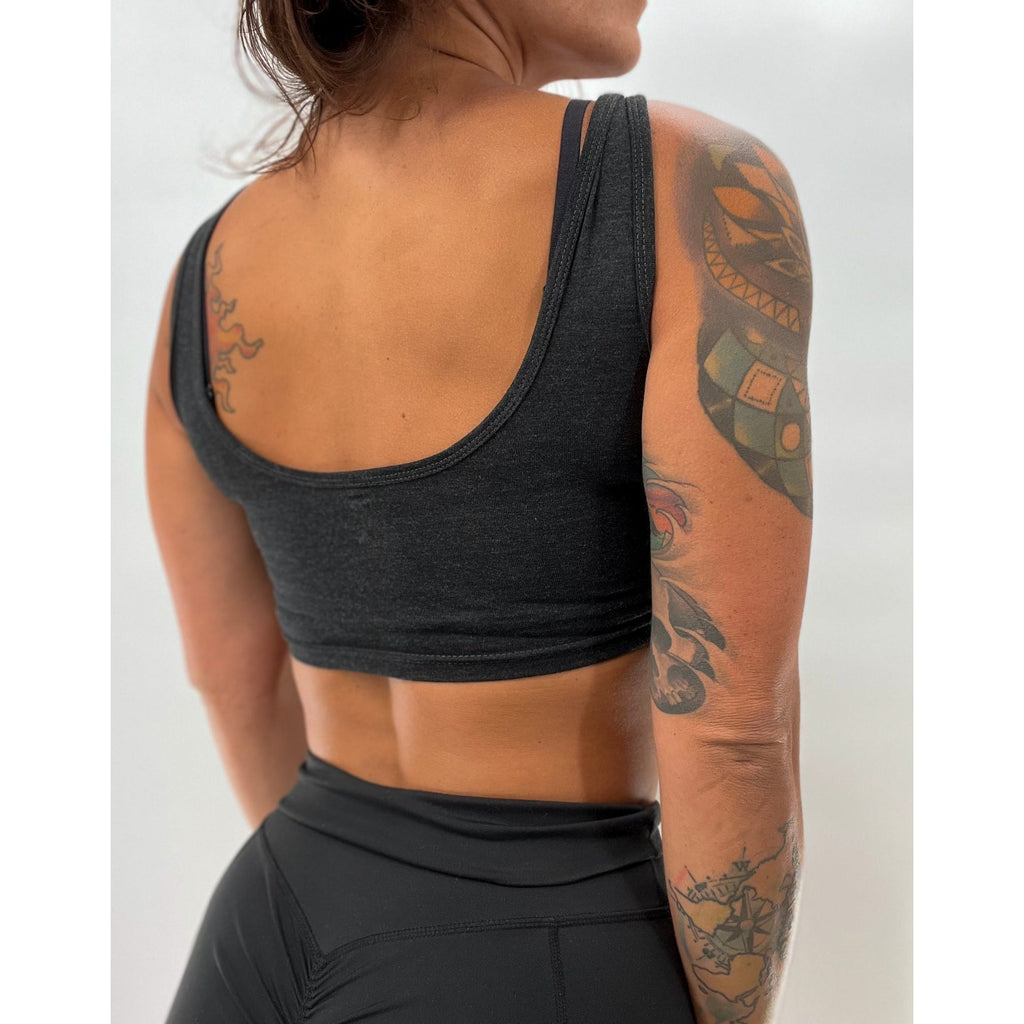 Salty Savage Ladies choosing violence today scoop neck open back tight fit snug lightweight cropped tank black workout