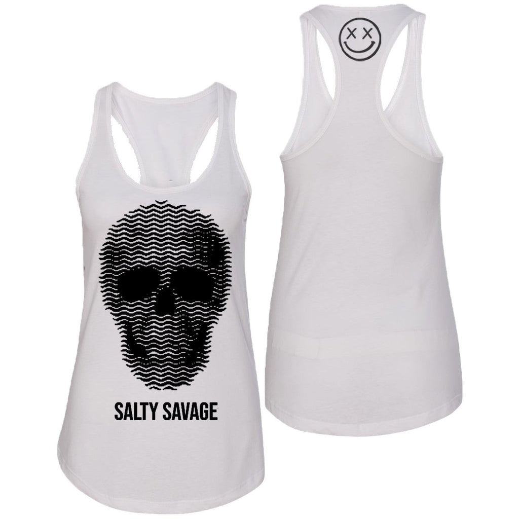 Salty Savage Ladies "Print Skull" Racerback Tank | Color Option - Salty Savage - Ladies Top