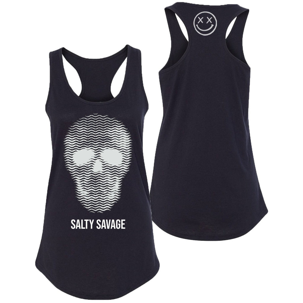 Salty Savage Ladies "Print Skull" Racerback Tank | Color Option - Salty Savage - Ladies Top