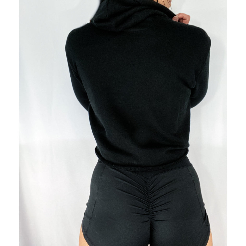 Salty Savage Ladies "Rock On" Gradient Cropped Hooded Sweatshirt | Black/Gradient - Salty Savage - Ladies Outerwear