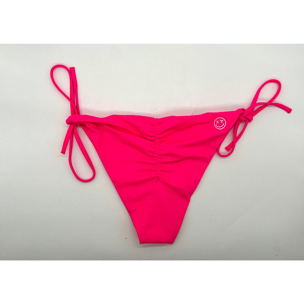 Salty Savage Ladies Spliced Smile Cheeky Tie Bikini Bottom | Neon Pink - Salty Savage - Ladies Swim