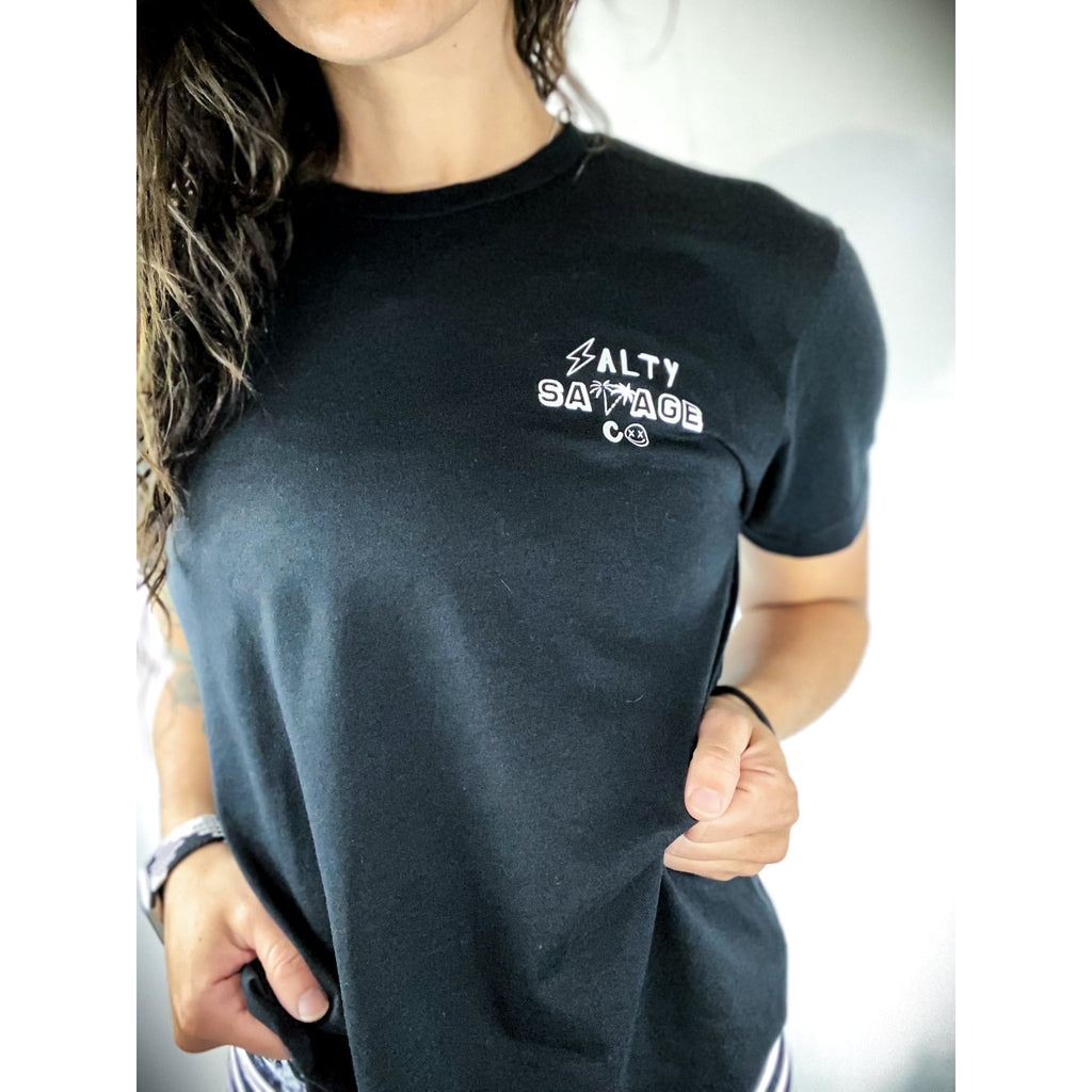 Salty Savage Unisex 90’s Beach Edition Tee | Business in the Front, Party in the Back | Black/White - Salty Savage - Tee