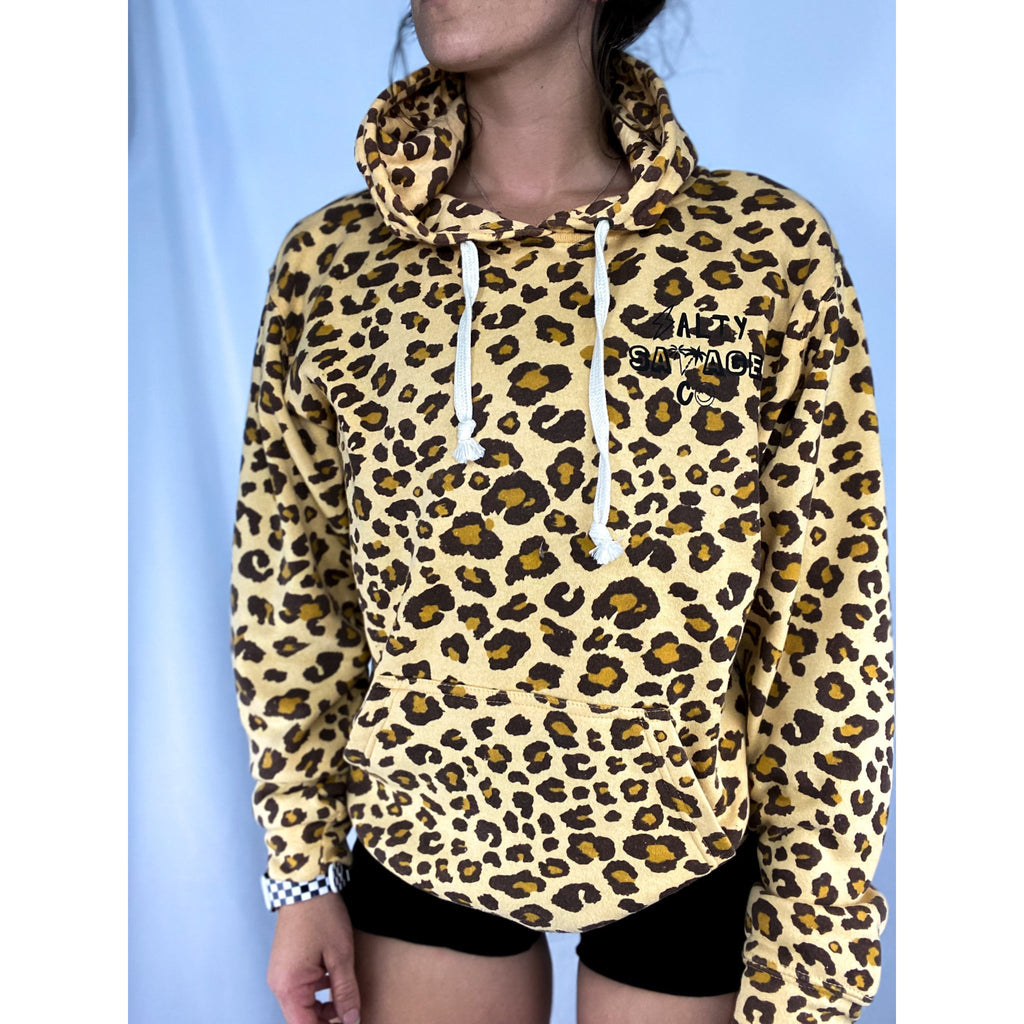 Salty Savage Unisex 90’s Edition Fleece Hoodie | Basic | Brown Leopard Print - Salty Savage - Outerwear
