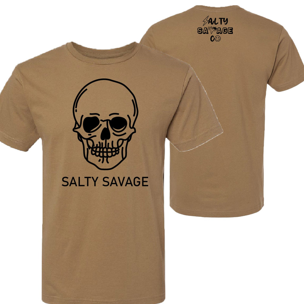 Salty Savage Unisex "Basic Skull" Tee | In Your Face | Coyote Brown/Black - Salty Savage - Tee