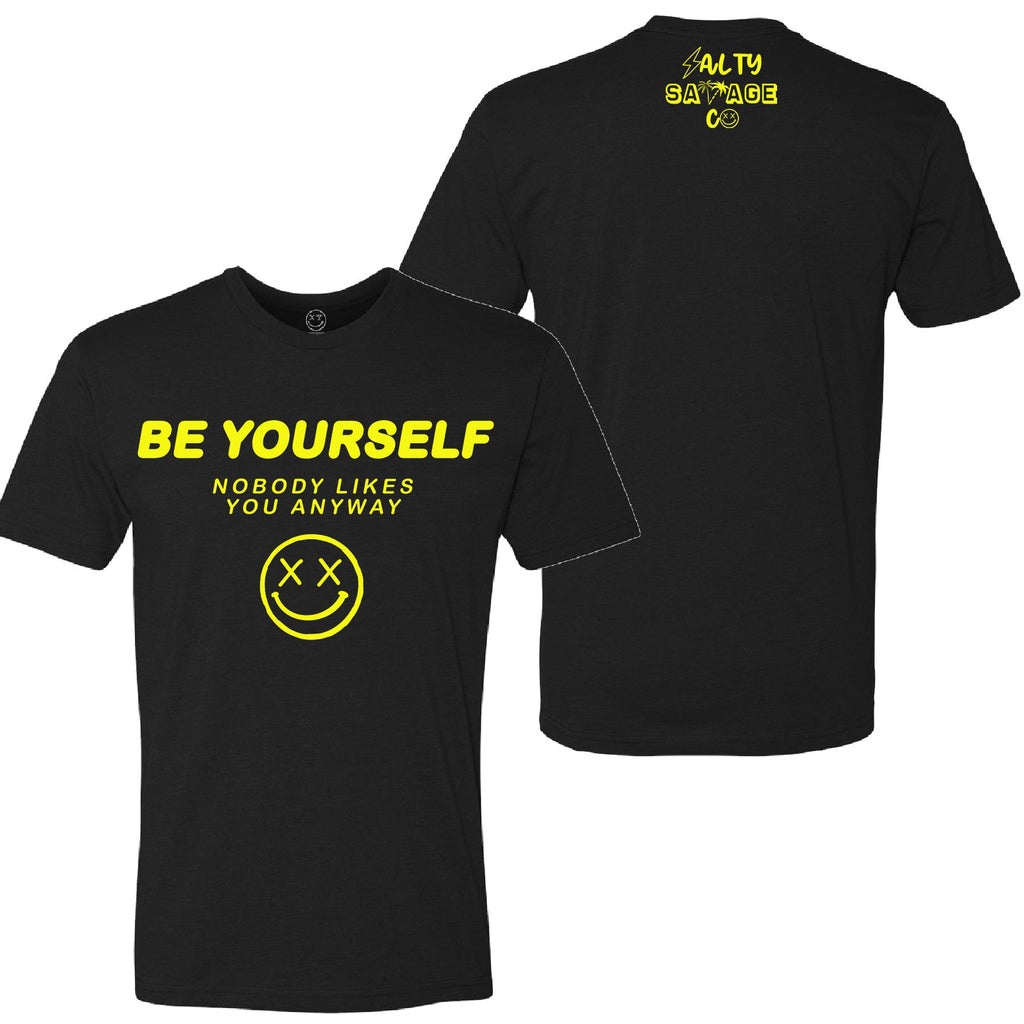 Salty Savage Unisex “BE YOURSELF” Tee | In Your Face | Black/Yellow - Salty Savage - Tee