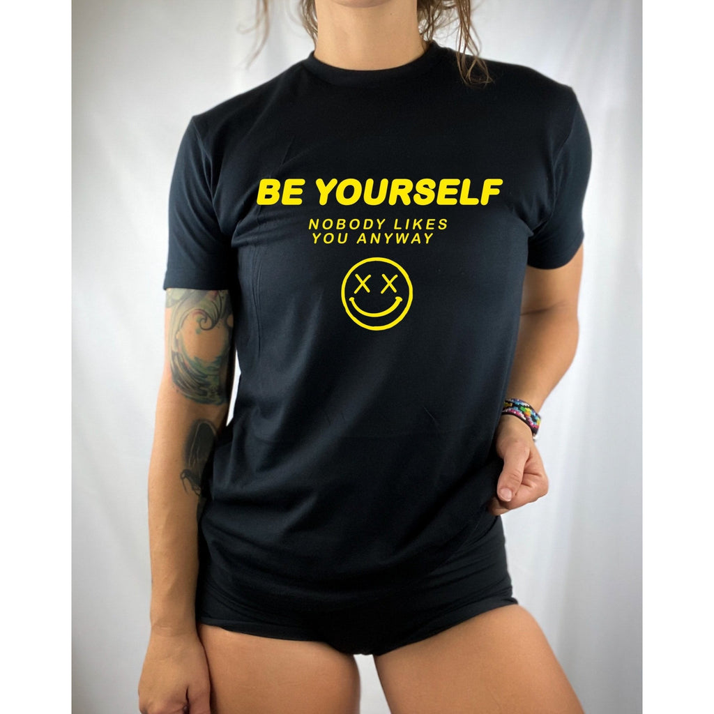 Salty Savage Unisex “BE YOURSELF” Tee | In Your Face | Black/Yellow - Salty Savage - Tee