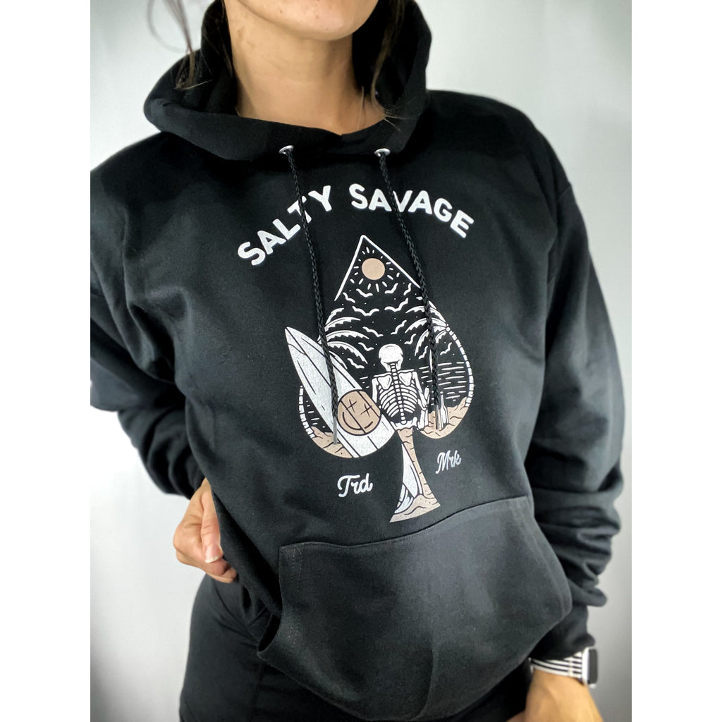 Salty Savage Unisex Beach Spade Skeleton Classic Hoodie | Black - Salty Savage - Outerwear