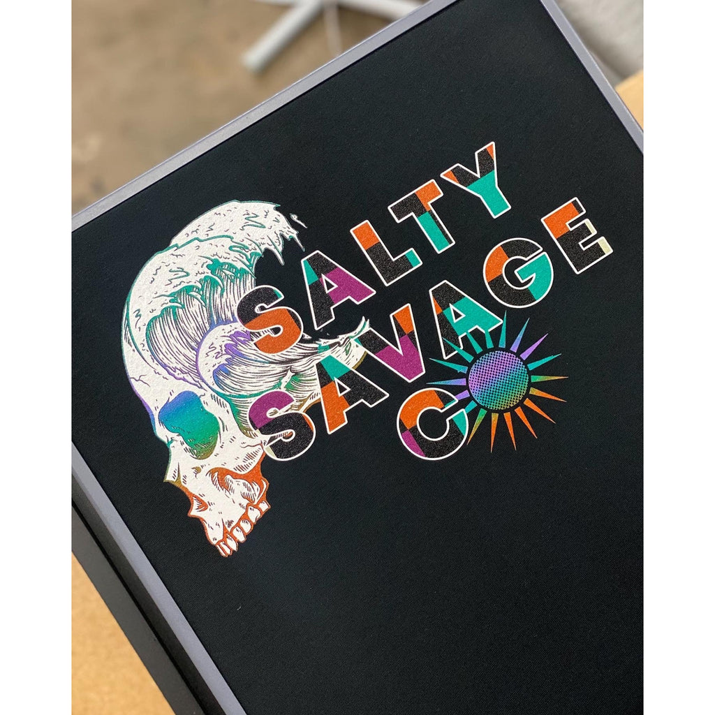 Salty Savage Unisex Checkerboard Skull Wave Branded Hoodie | Black - Salty Savage - Outerwear