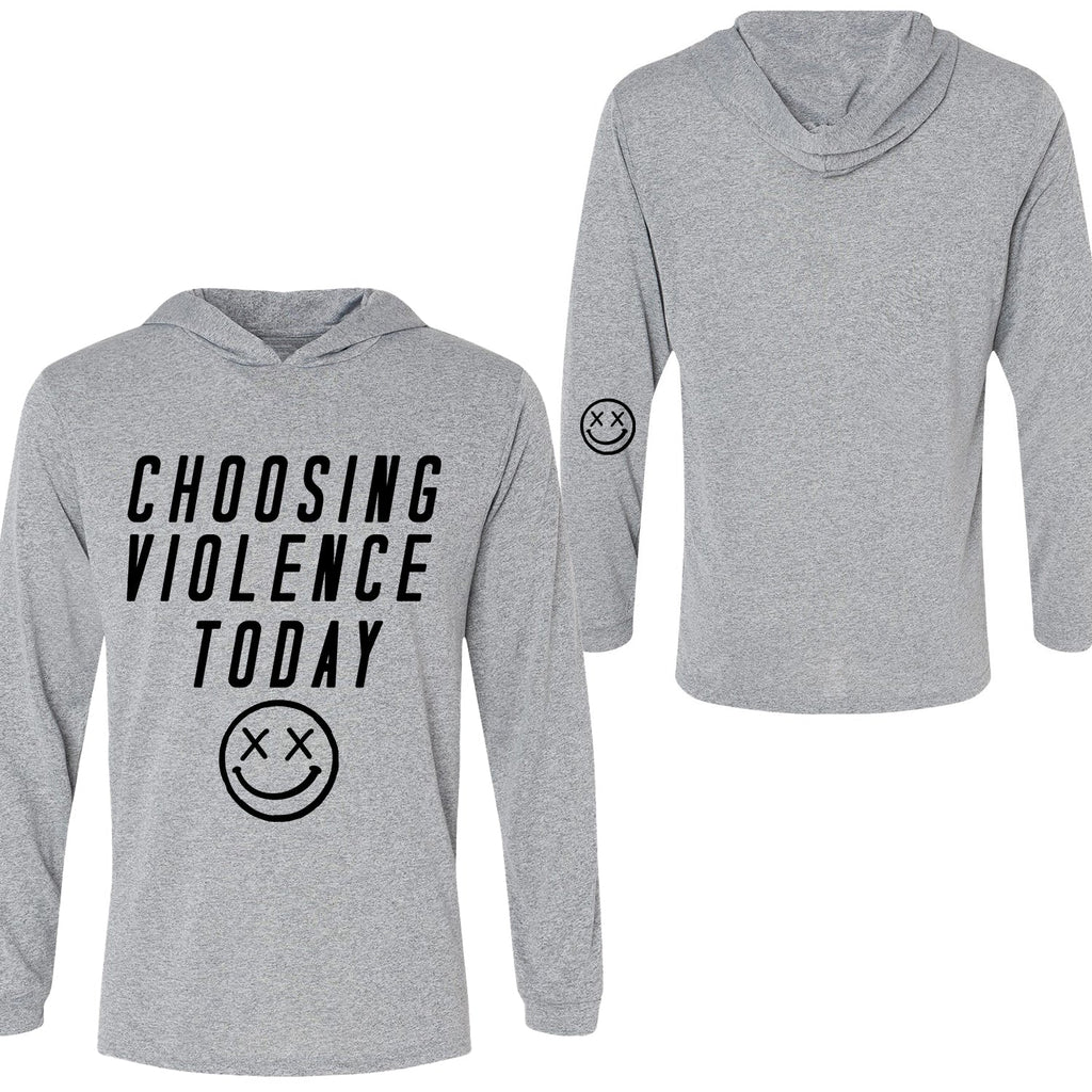 Salty Savage Unisex "CHOOSING VIOLENCE" Long Sleeve Hooded Performance UPF 50+ Fishing Tee | In Your Face - Salty Savage - Outerwear
