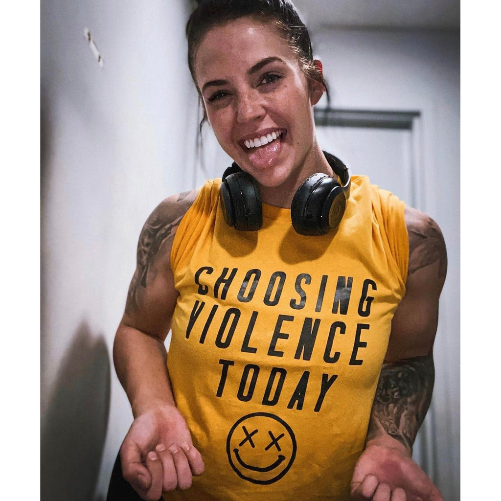 Salty Savage Unisex "CHOOSING VIOLENCE TODAY" Tee | In Your Face | Gold/Black - Salty Savage - Tee