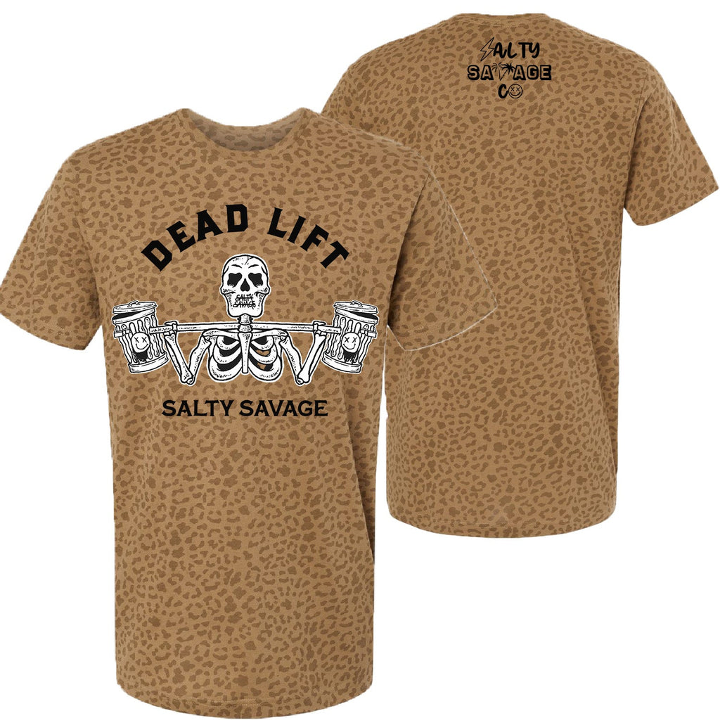 Salty Savage Unisex “Dead Lift” Tee | In Your Face | Brown Leopard - Salty Savage - Tee