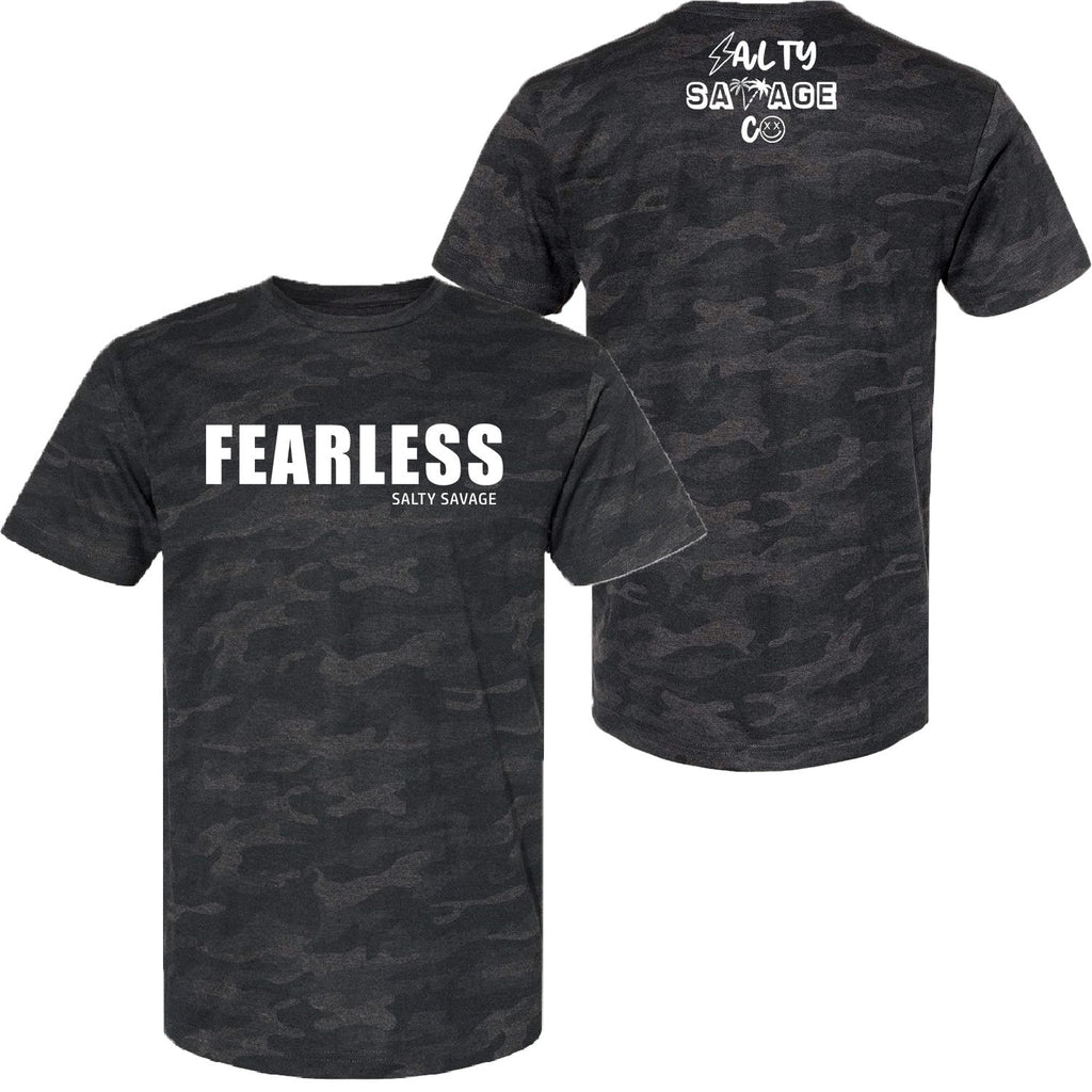 Salty Savage Unisex "FEARLESS" Tee | In Your Face | Storm Camo/White - Salty Savage - Tee