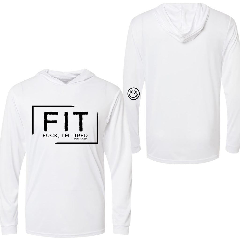 Salty Savage Unisex "FIT" Long Sleeve Hooded Performance UPF 50+ Fishing Tee | In Your Face | Aqua - Salty Savage - Outerwear