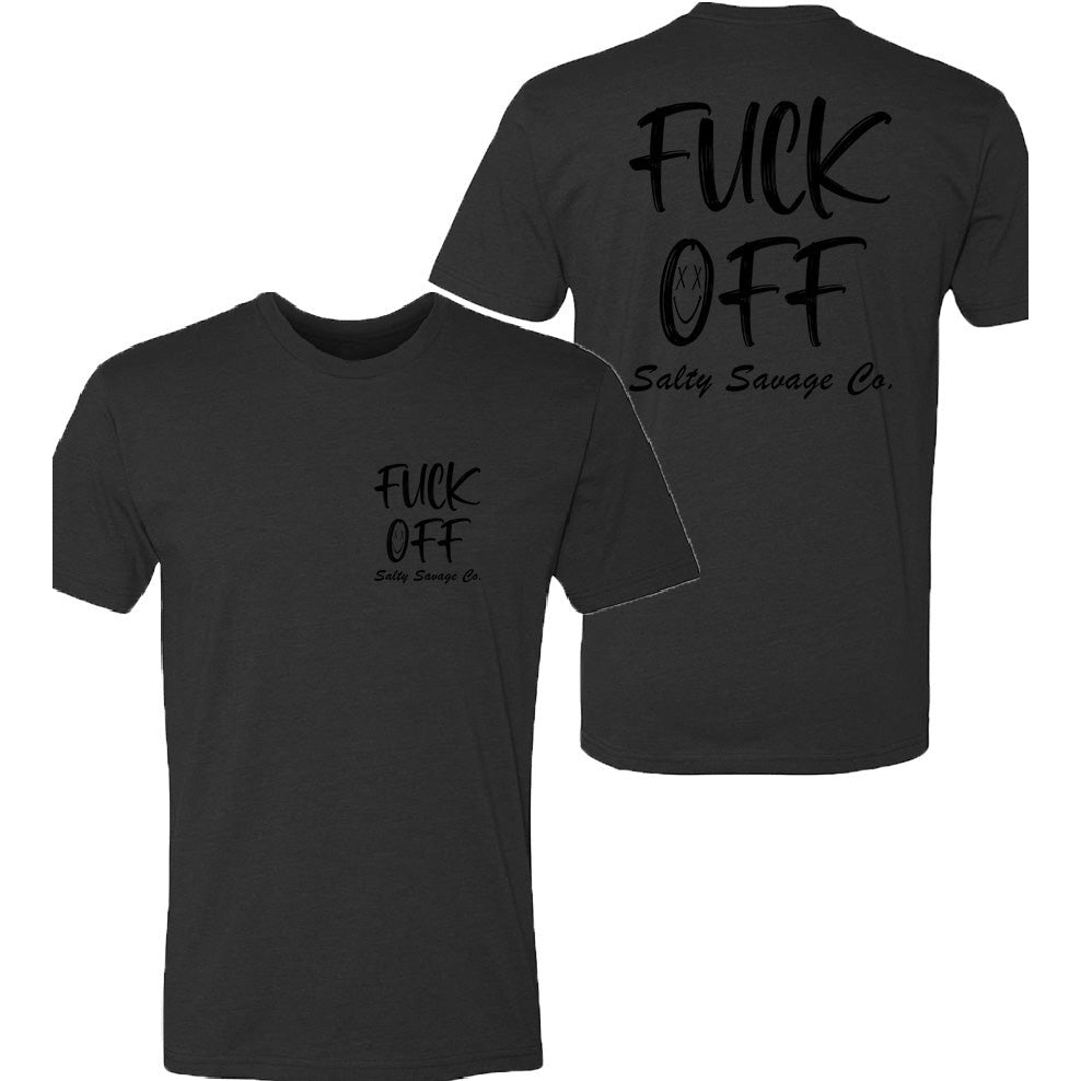 Salty Savage Unisex “Fuck Off” Tee | Business in the Front, Party in the Back Edition | Black/Black - Salty Savage - Tee