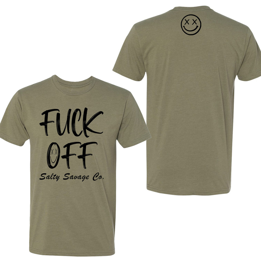 Salty Savage Unisex “FUCK OFF” Tee | In Your Face Edition | Olive /Black - Salty Savage - Tee