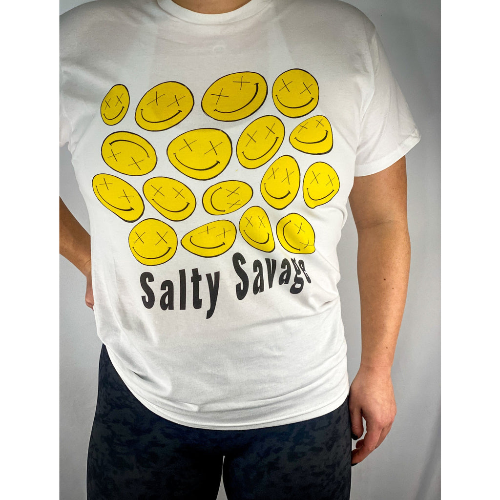 Salty Savage Unisex I’m So Wavy Yellow Smile Tee | White - Salty Savage - Tee