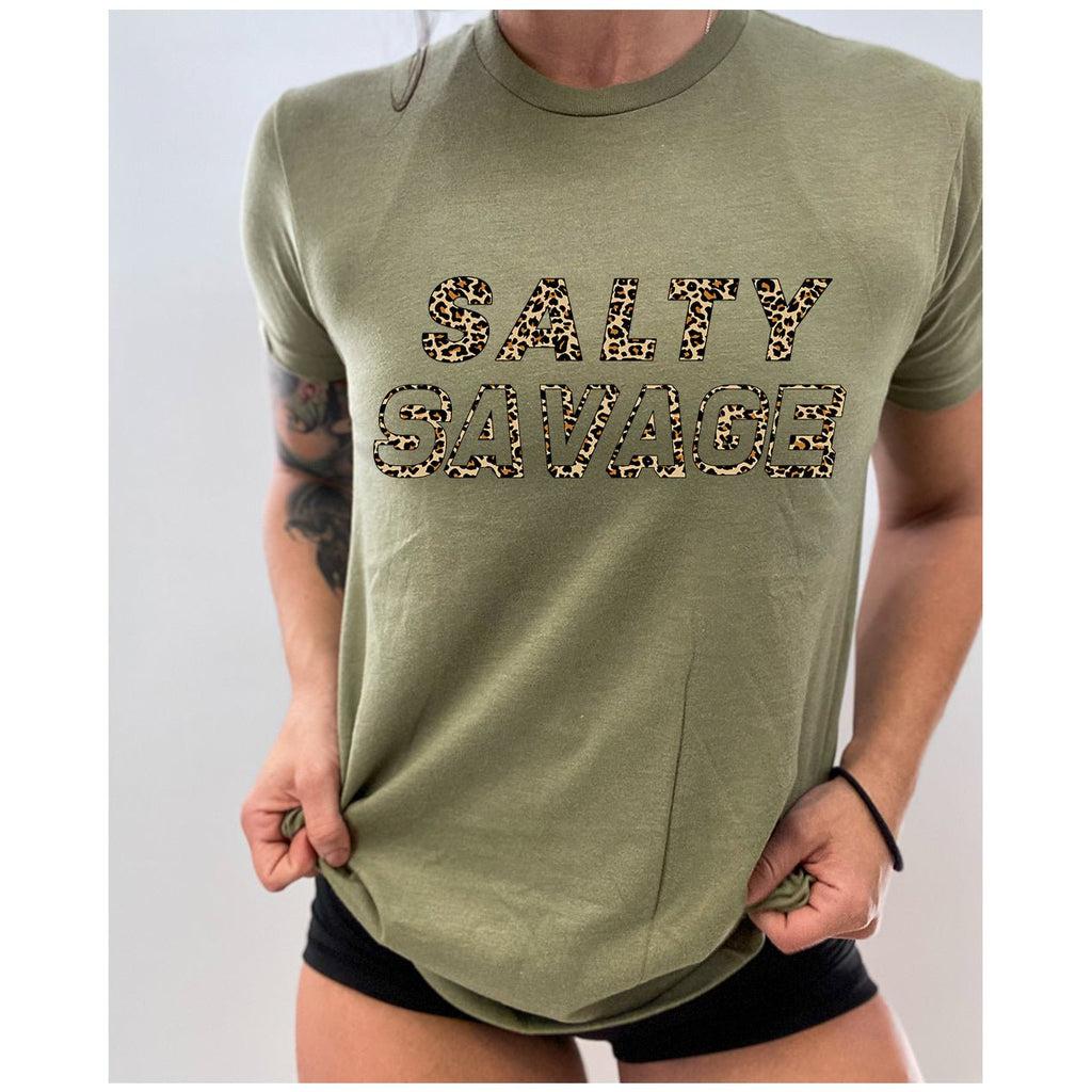 Salty Savage Unisex Leopard Print Edition Tee | Olive - Salty Savage - Tee