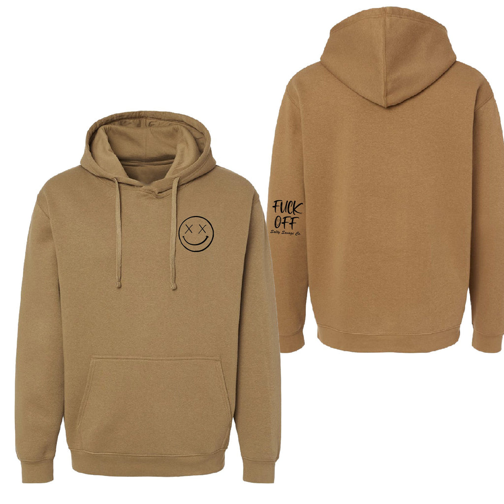 Salty Savage Unisex “OG Smile” Classic Lounge Hoodie | Fuck Off Edition | Coyote Brown/Black - Salty Savage - Outerwear