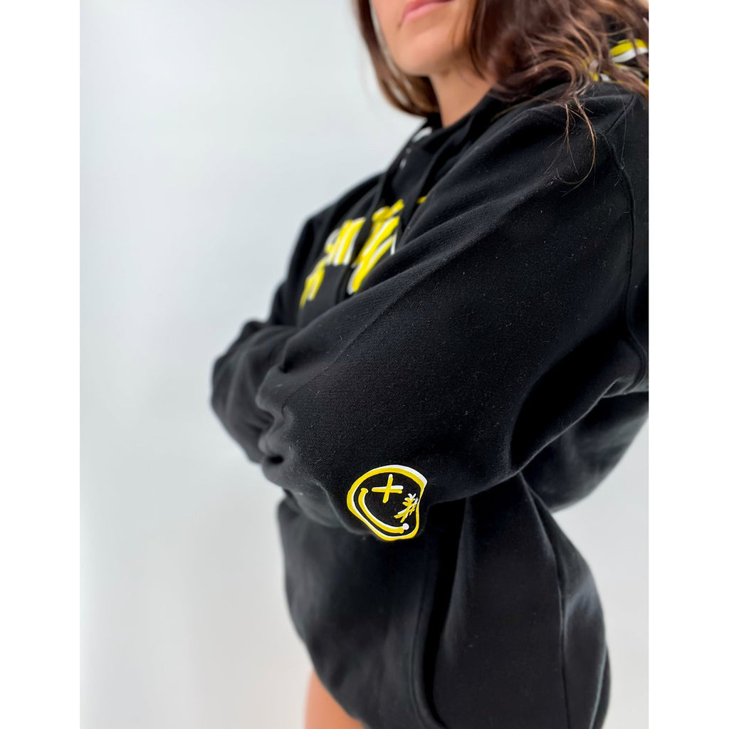 Salty Savage Unisex OG Smile Signature Classic Hoodie | Dead Head Collection | Black/White/Yellow - Salty Savage - Outerwear