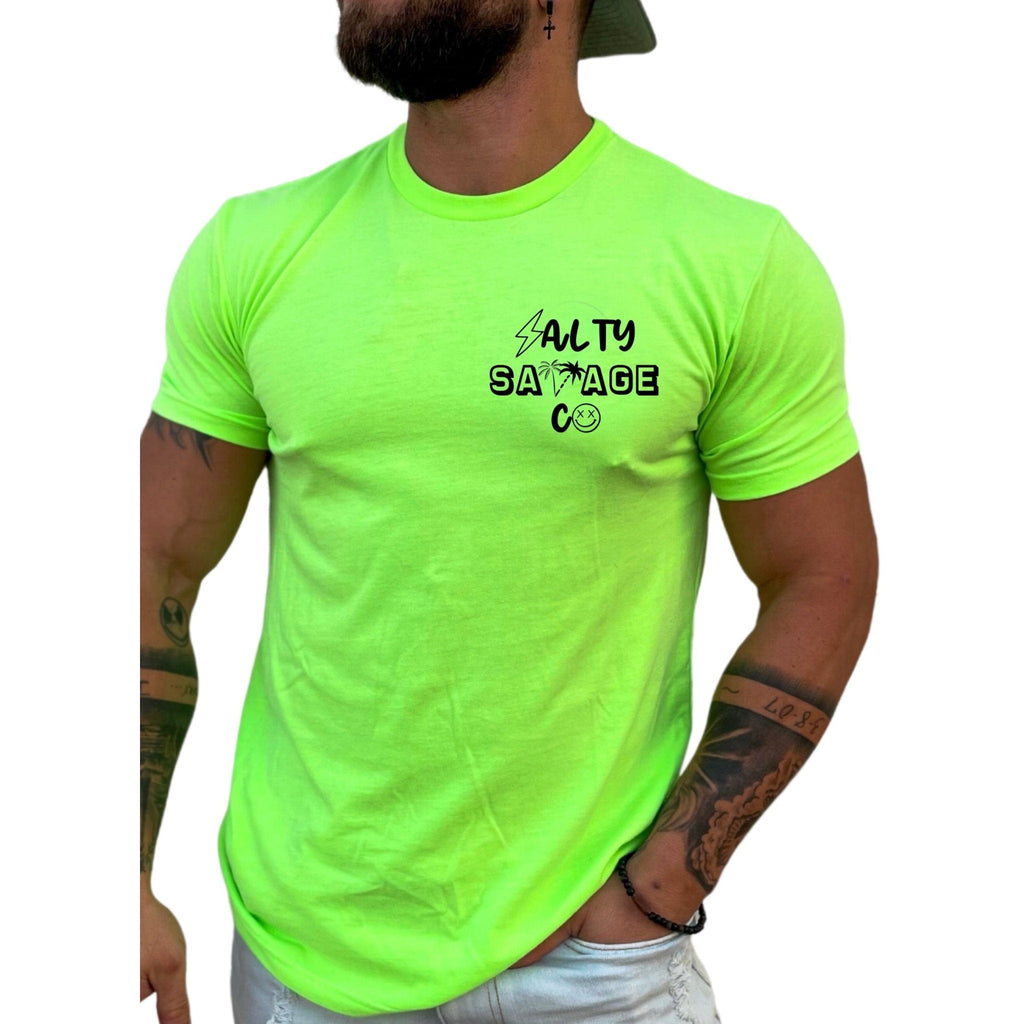 Salty Savage Unisex "Out of My Mind" Skull Tee | Mix Up | Neon Green - Salty Savage - Tee