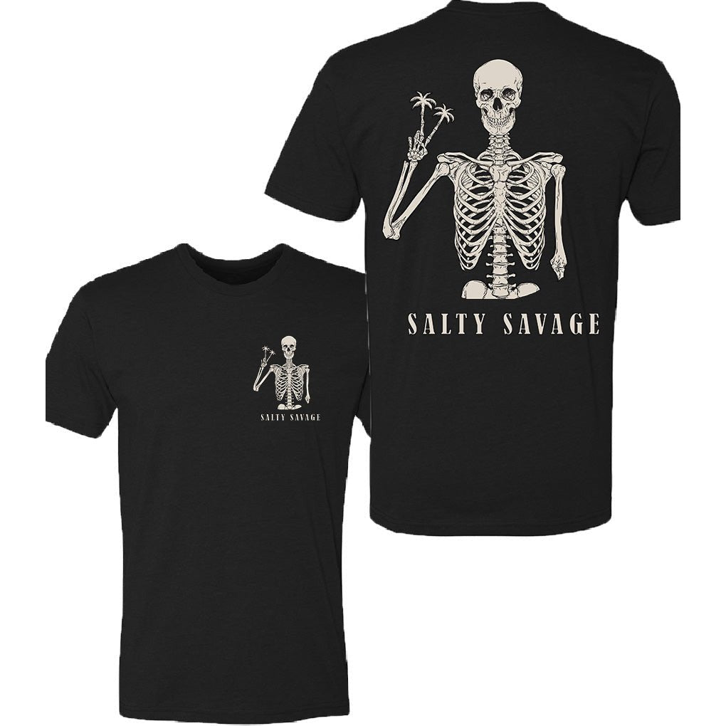 Salty Savage Unisex “Peace Skeleton” Tee | Business in the Front, Party in the Back | Black - Salty Savage - Tee
