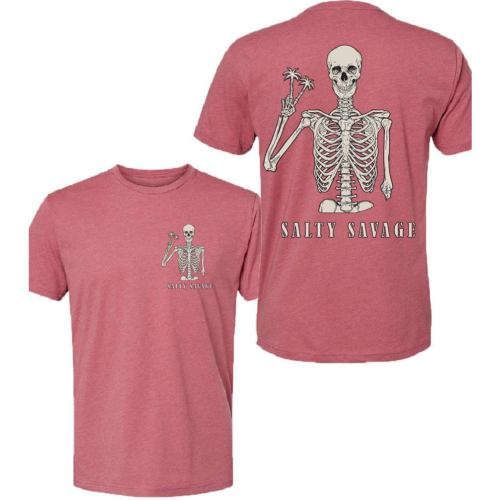 Salty Savage Unisex Peace Skeleton Tee | Business in the Front, Party in the Back | Heather Mauve - Salty Savage - Tee