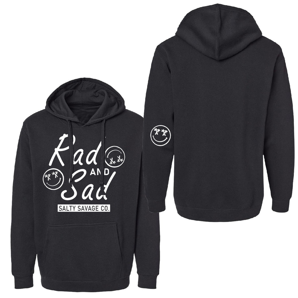 Salty Savage Unisex "RAD and SAD" Classic Cozy Hoodie | Black/White - Salty Savage - Outerwear