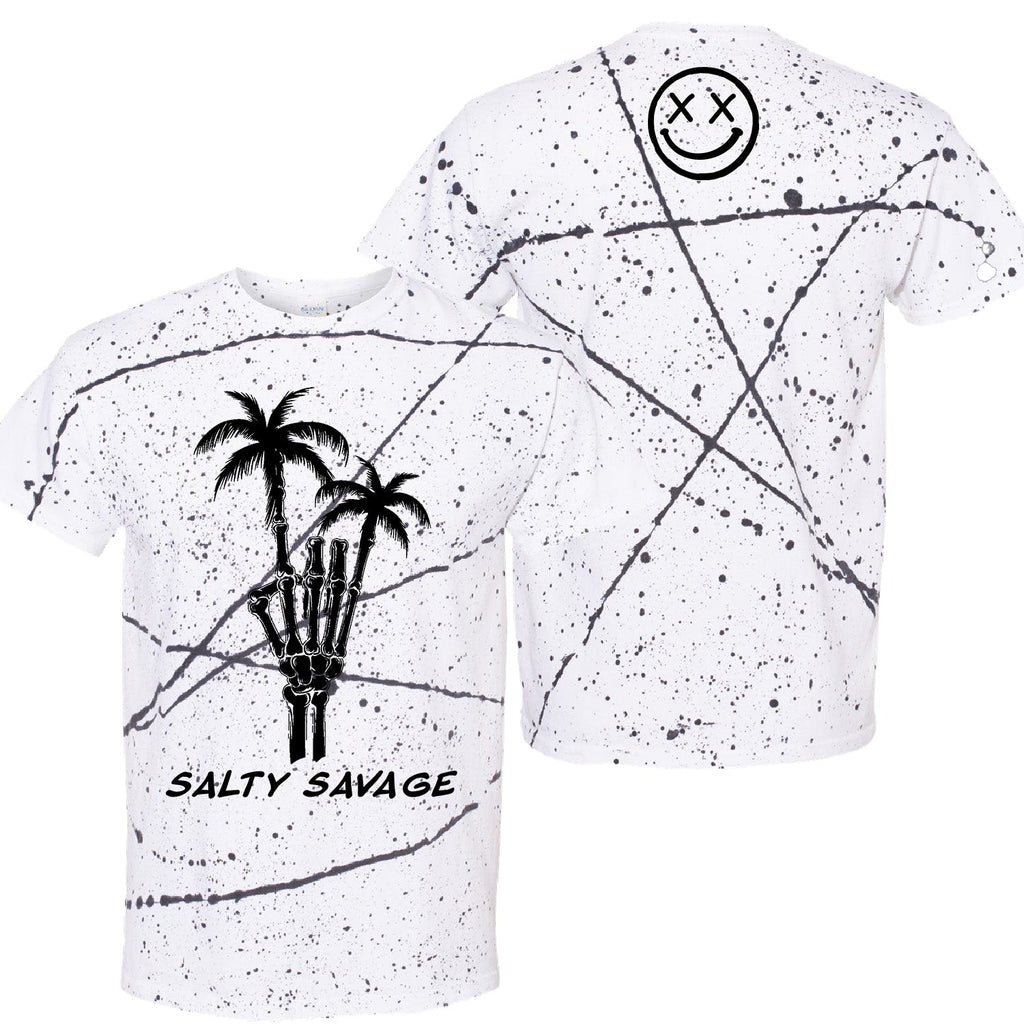 Salty Savage Unisex "Rock On" Paint Splatter Tee | In Your Face | White/Black - Salty Savage - Tee