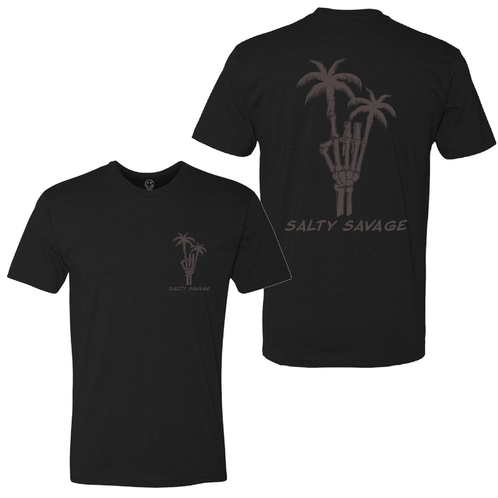 Salty Savage Unisex "Rock On" Tee | Business in the Front, Party in the Back Edition | Black on Black - Salty Savage - Tees