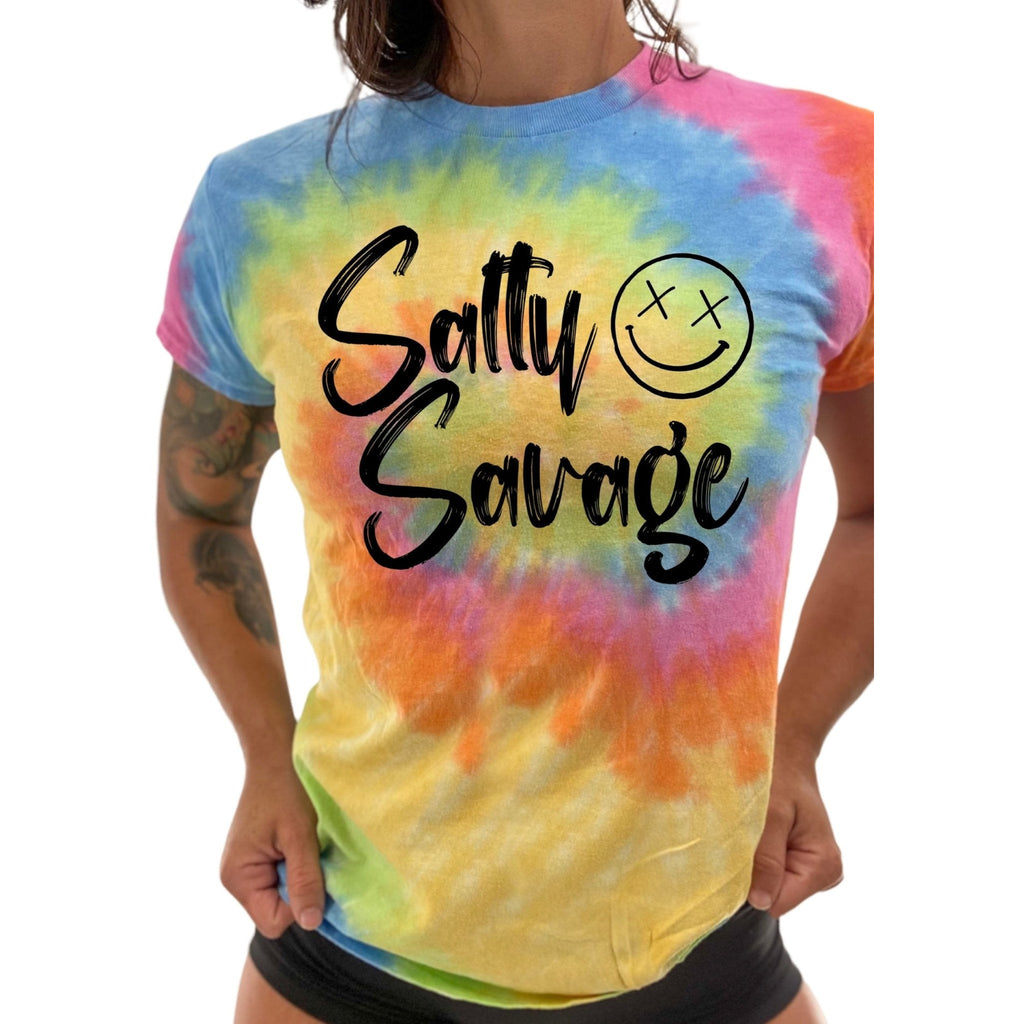 Salty Savage Unisex “Signature” Spiral Tie Dye Tee | In Your Face | Tie Dye/Black - Salty Savage - Tee