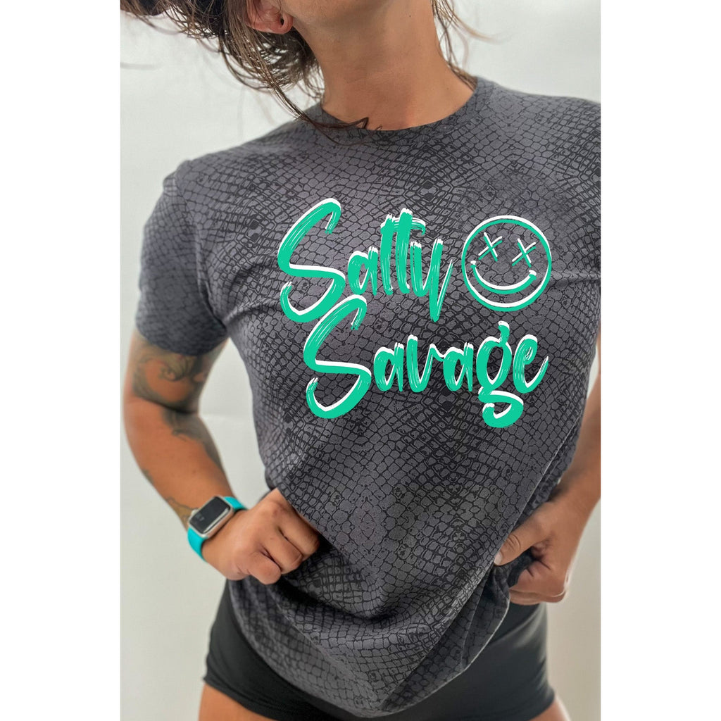 Salty Savage Unisex Signature Tee | Black Reptile/White/SeaFoam - Salty Savage - Tee