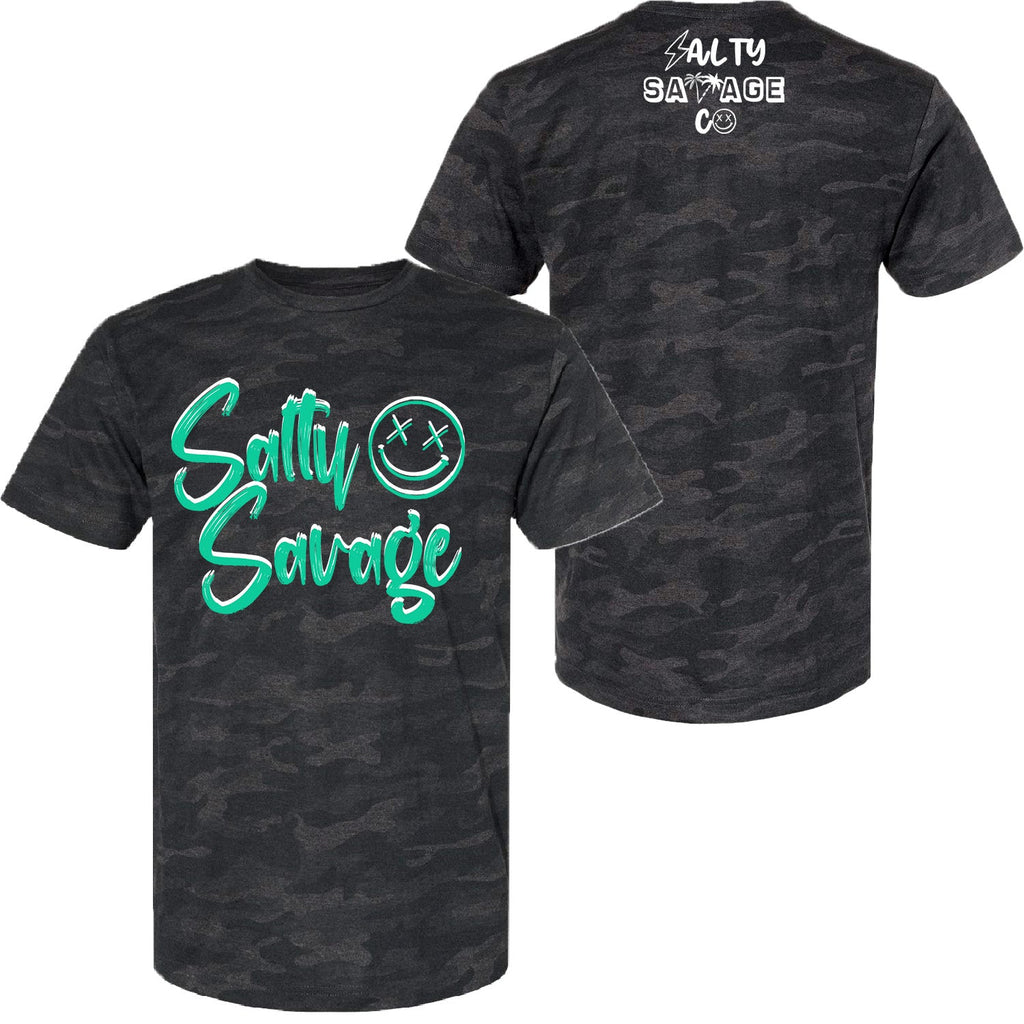Salty Savage Unisex “Signature” Tee | In Your Face Edition | Storm Camo/SeaFoam - Salty Savage - Tee