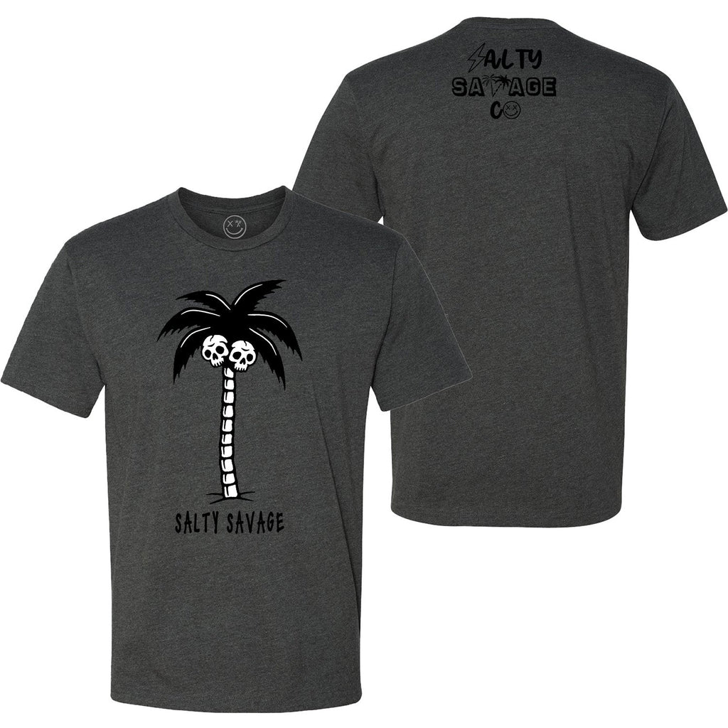 Salty Savage Unisex "Skull Palm" Tee | In Your Face | Charcoal Gray - Salty Savage - Tee