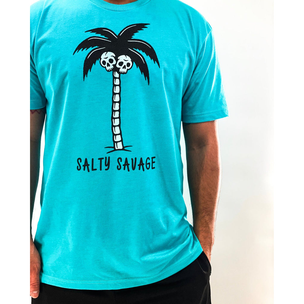 Salty Savage Unisex Skull Palm Tee | In Your Face | Island Teal - Salty Savage - Tees