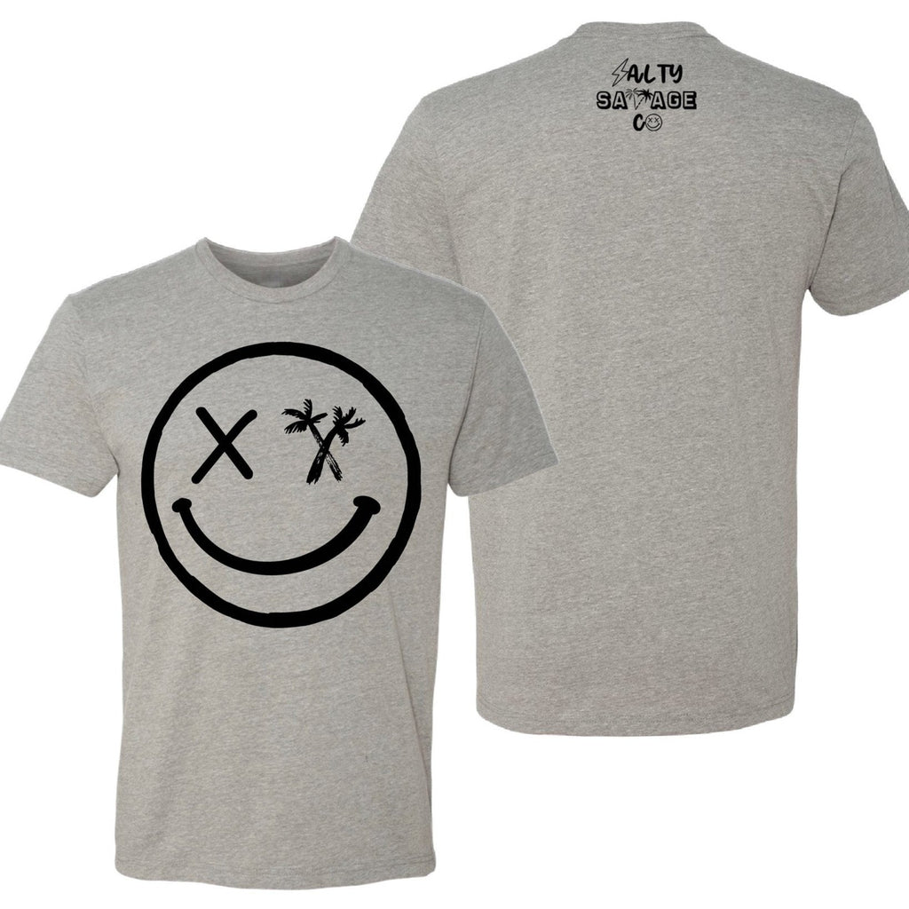 Salty Savage Unisex Spliced Smile Tee | In Your Face Edition | Gray/Black - Salty Savage - Tee