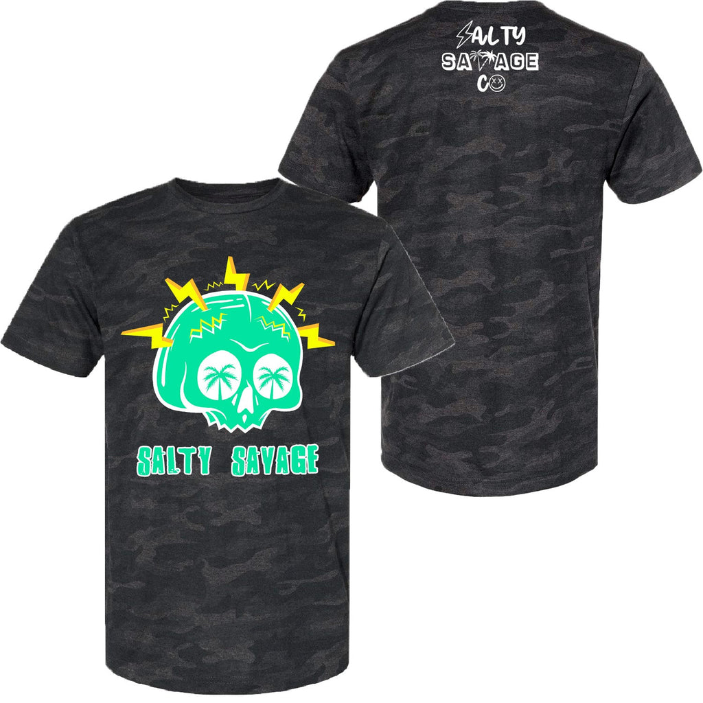 Salty Savage Unisex Surge Skull Tee | In Your Face | Storm Camo - Salty Savage - Tee