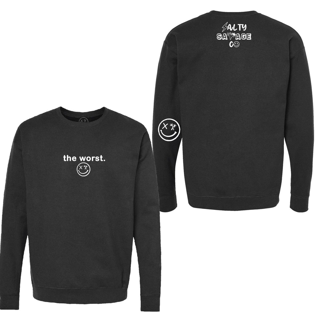Salty Savage Unisex “the worst” Classic Crewneck Sweatshirt | Micro | Black/White - Salty Savage - Outerwear
