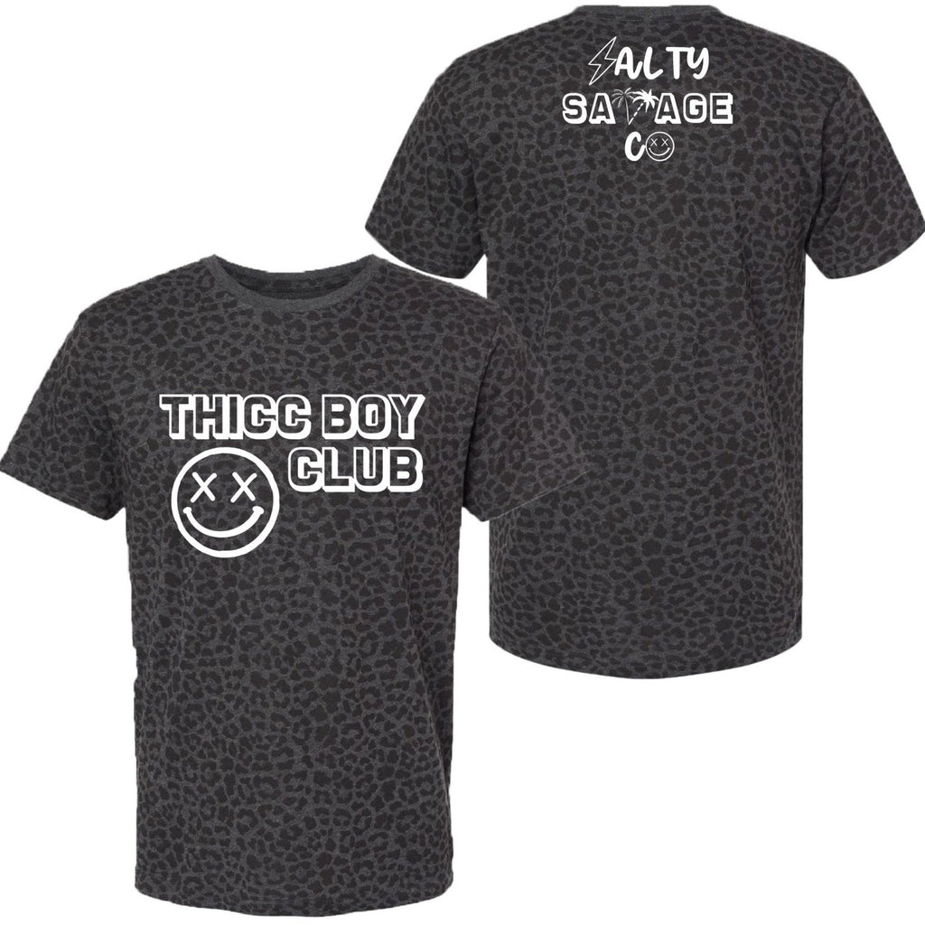 Salty Savage Unisex "THICC BOYS CLUB" Tee | In Your Face | Black Leopard/White - Salty Savage - Tee