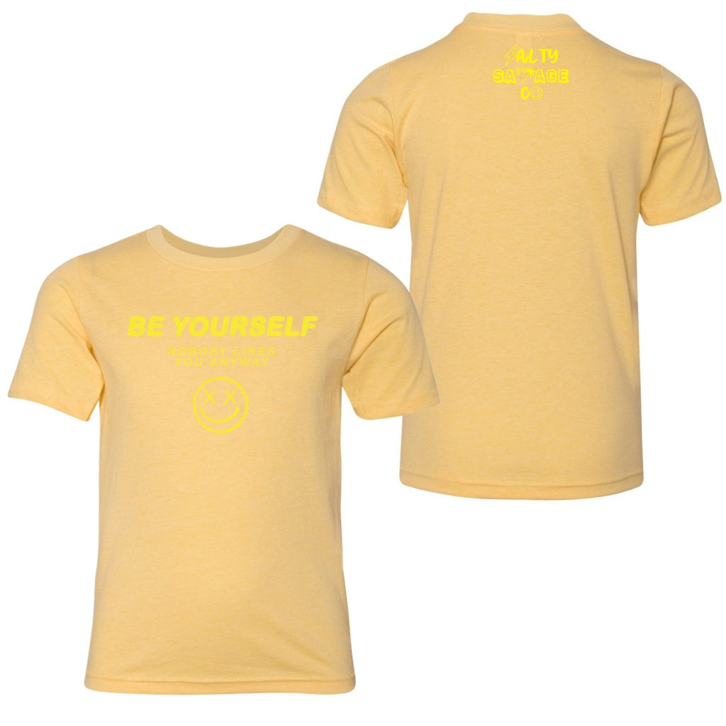 Salty Savage Unisex YOUTH “Be Yourself” Tee | In Your Face | Yellow - Salty Savage - Kidz Tops