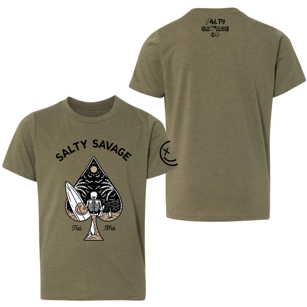 Salty Savage Unisex YOUTH “BEACH SPADE” Tee | In Your Face - Salty Savage - Kidz Tops