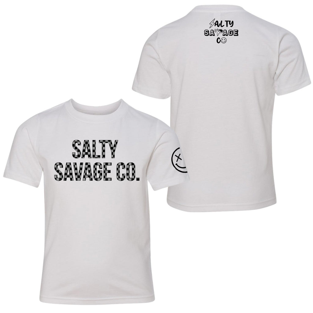 Salty Savage Unisex YOUTH “Checkered Print Logo” Tee | In Your Face - Salty Savage - Kidz Tops